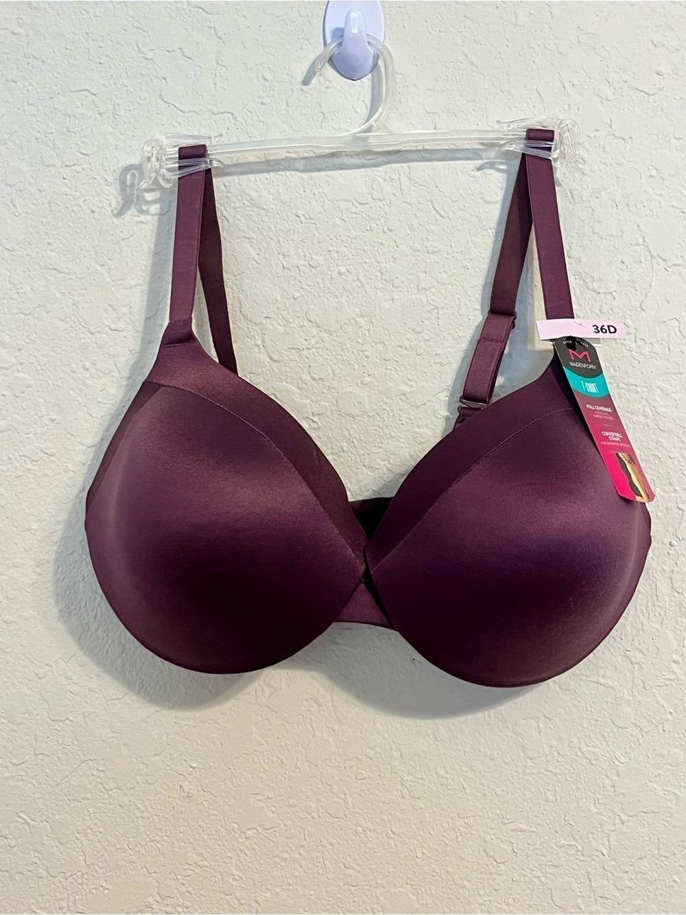 Maidenform Comfort Devotion T Shirt Bra 36D Plum Eggplant Purple Full Coverage
